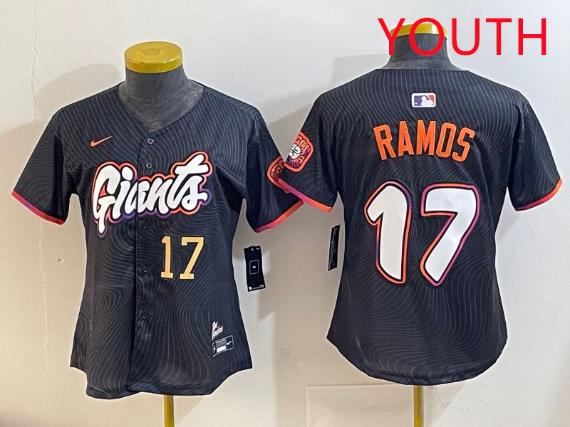 Youth San Francisco Giants #17 Ramos Black Joint Name 2025 Nike MLB Jersey style 4